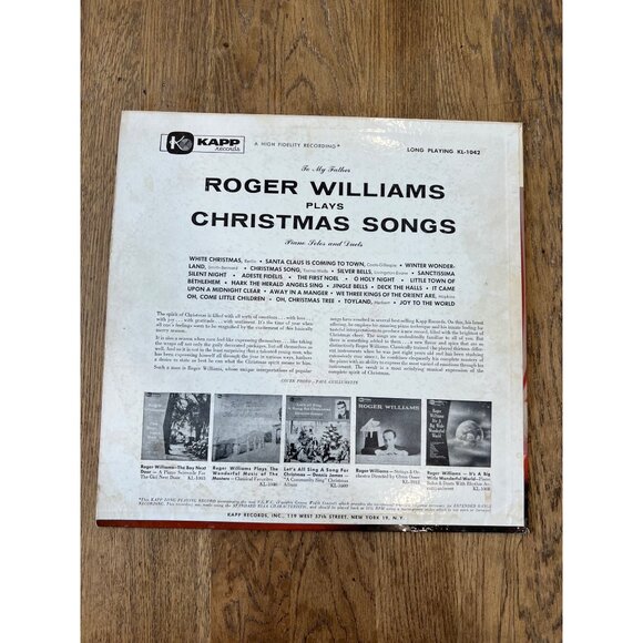 Roger Williams Plays Christmas Songs Holiday Album Vinyl Record KL 1042 Kapp - Picture 5 of 5